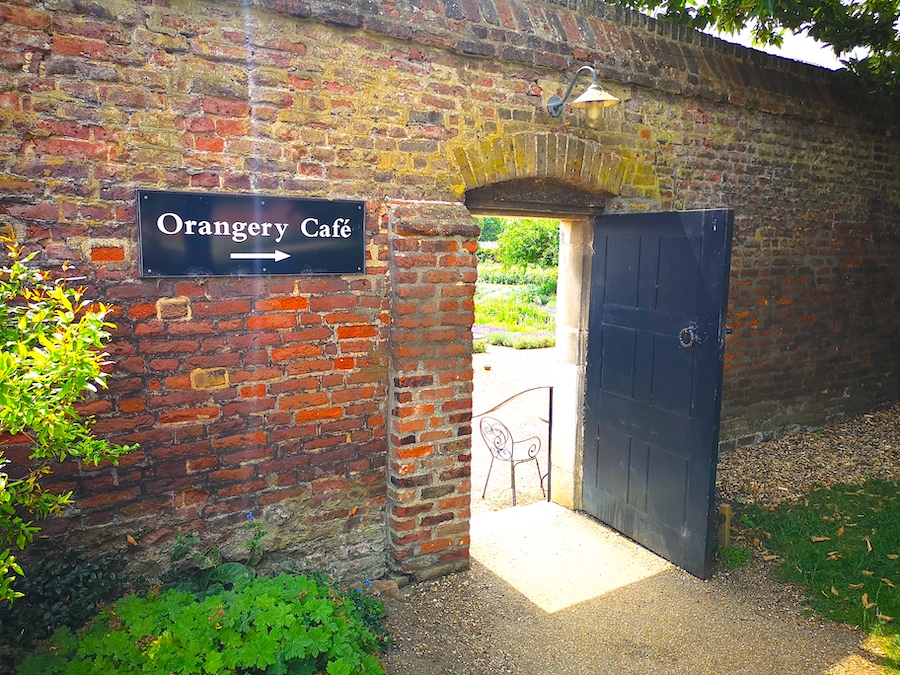 the cafe gate and sign to the orangery 