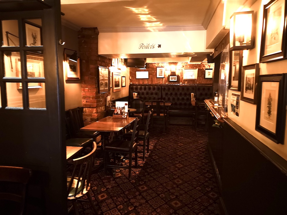 inside the pub, comfortable chairs and traditional setting